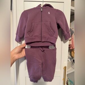 Ralph Lauren Baby Purple Hoodie and Pants Set, size 3 months